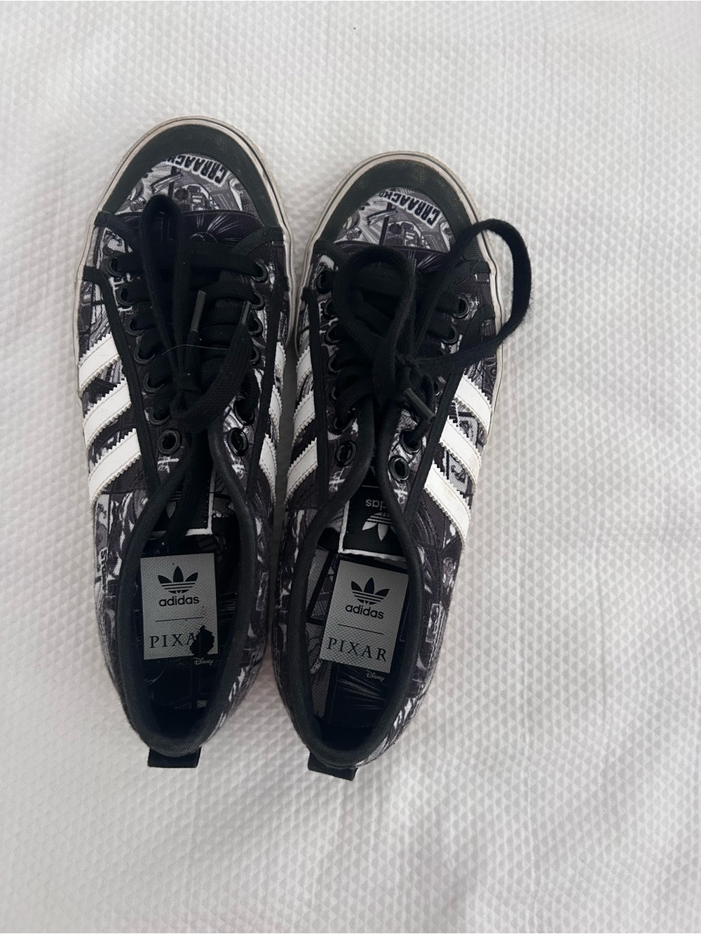 adidas Kids Black & White Pixar Graphic Sneakers